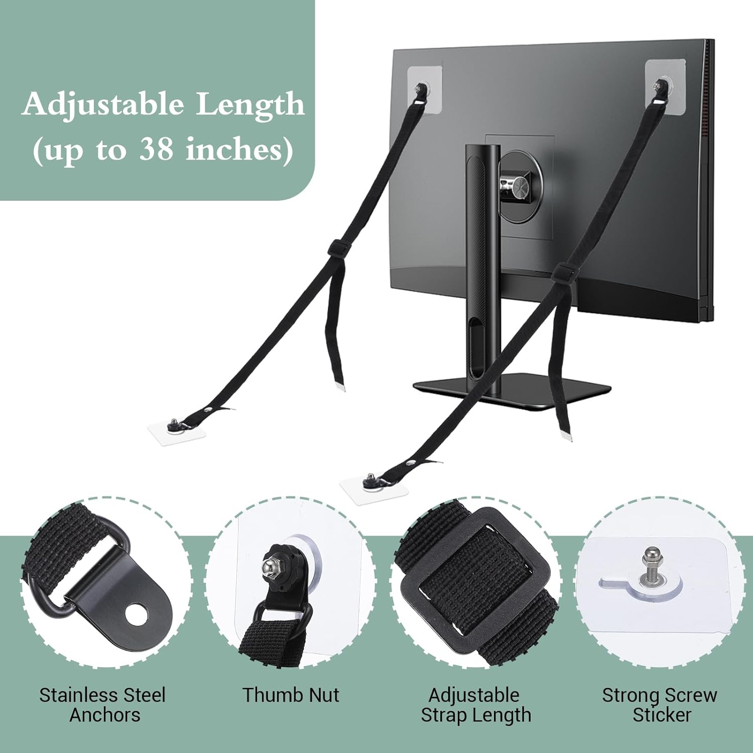Adjustable TV Safety Straps, N - Earthquake Anchor Strap review and price