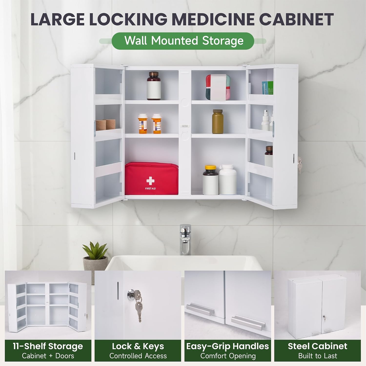 Large Locking Medicine Cabinet - Medicine Cabinet Lock review and price